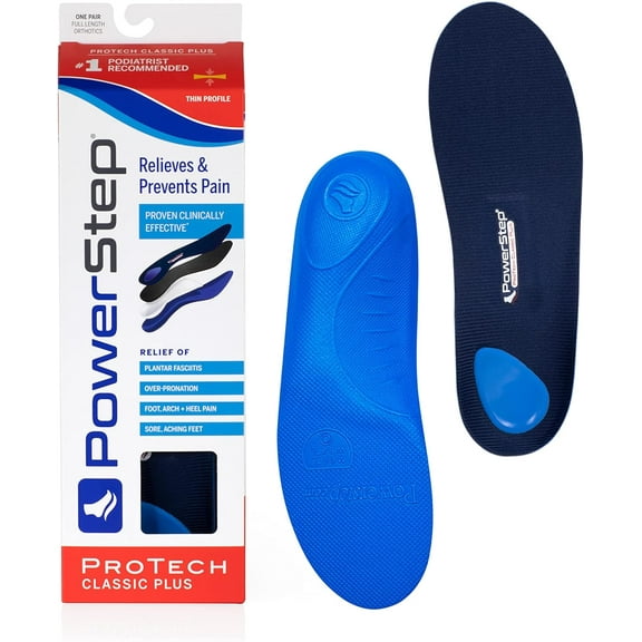 Powerstep Protech Classic Full Length Orthotic Insole Shoe Inserts - Ultra Thin - I/J