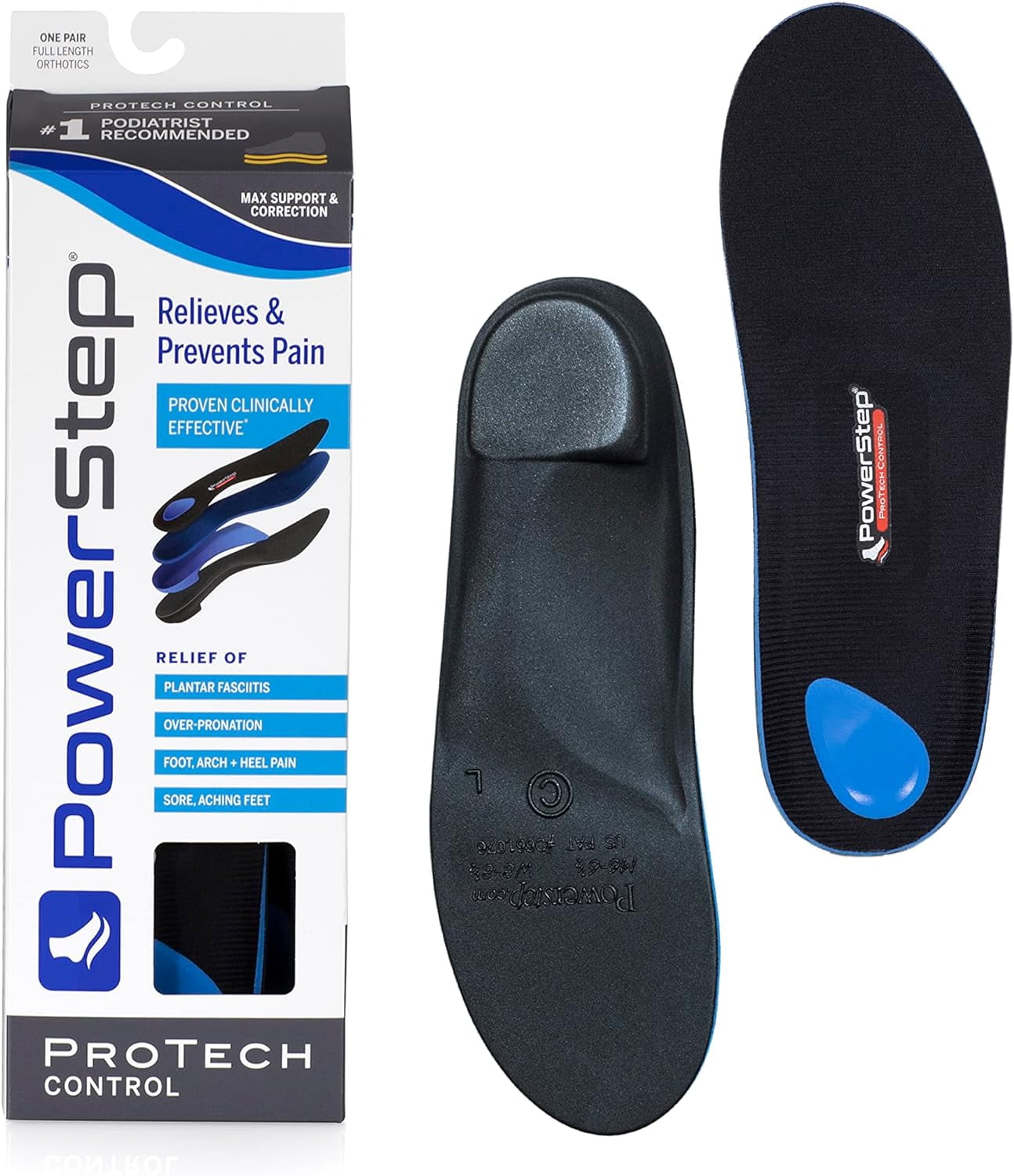 Powerstep Protech Classic Full Length Orthotic Insole Shoe Inserts