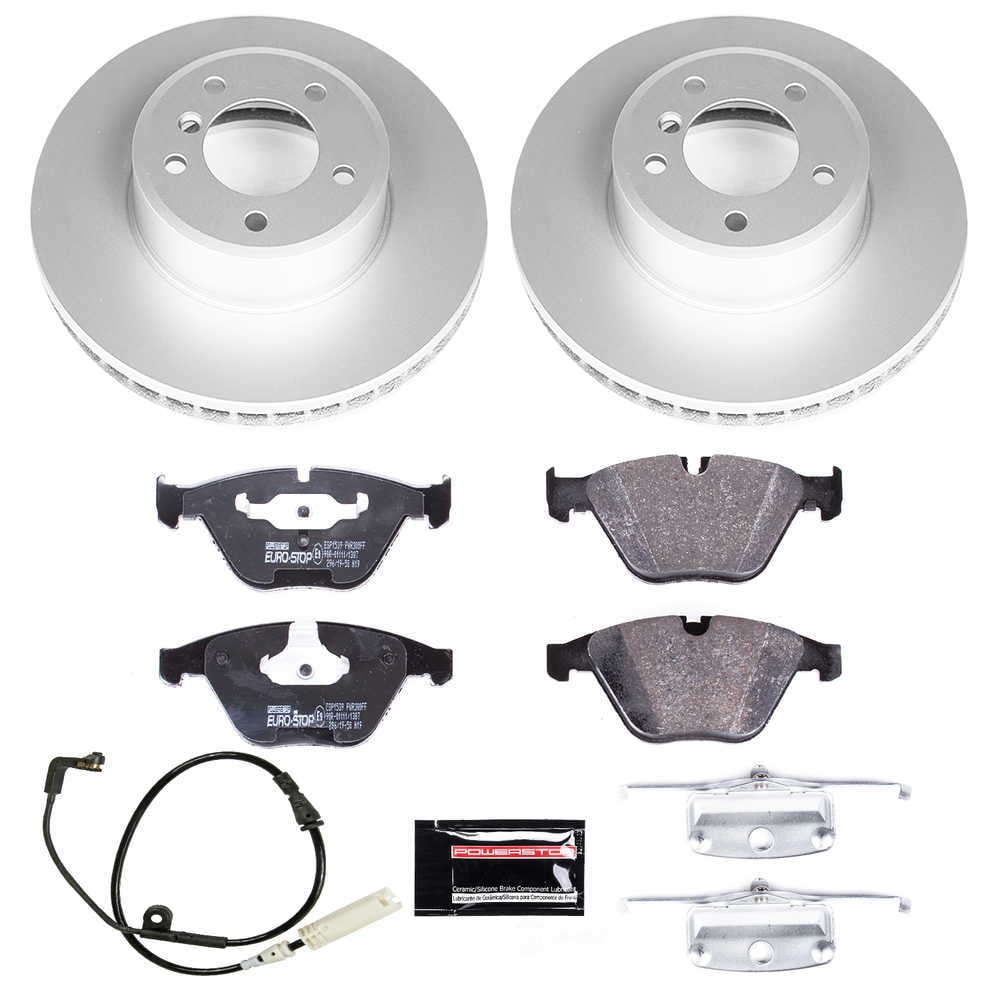PowerStop ESK2110 Front GeoMet Coated Rotors, ECE-R90 Brake Pads + Hardware Kit