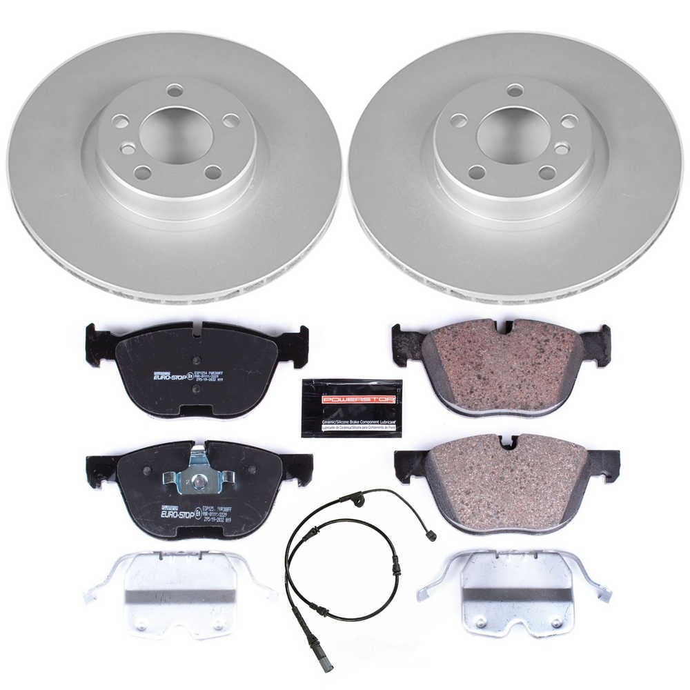 PowerStop ESK6061 Front GeoMet Coated Rotors, ECE-R90 Brake Pads + Hardware Kit