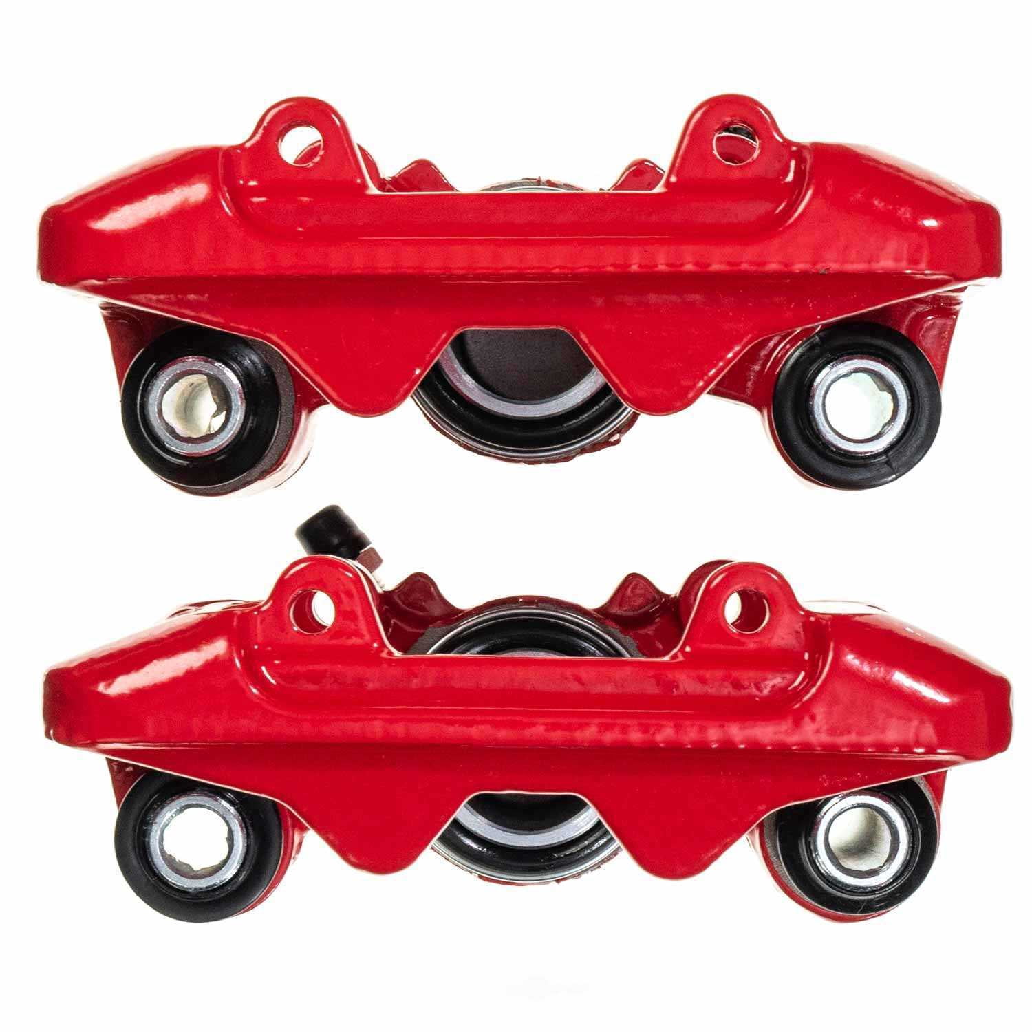 PowerStop S2970 Powder Coated Brake Caliper Pair - Rear Red