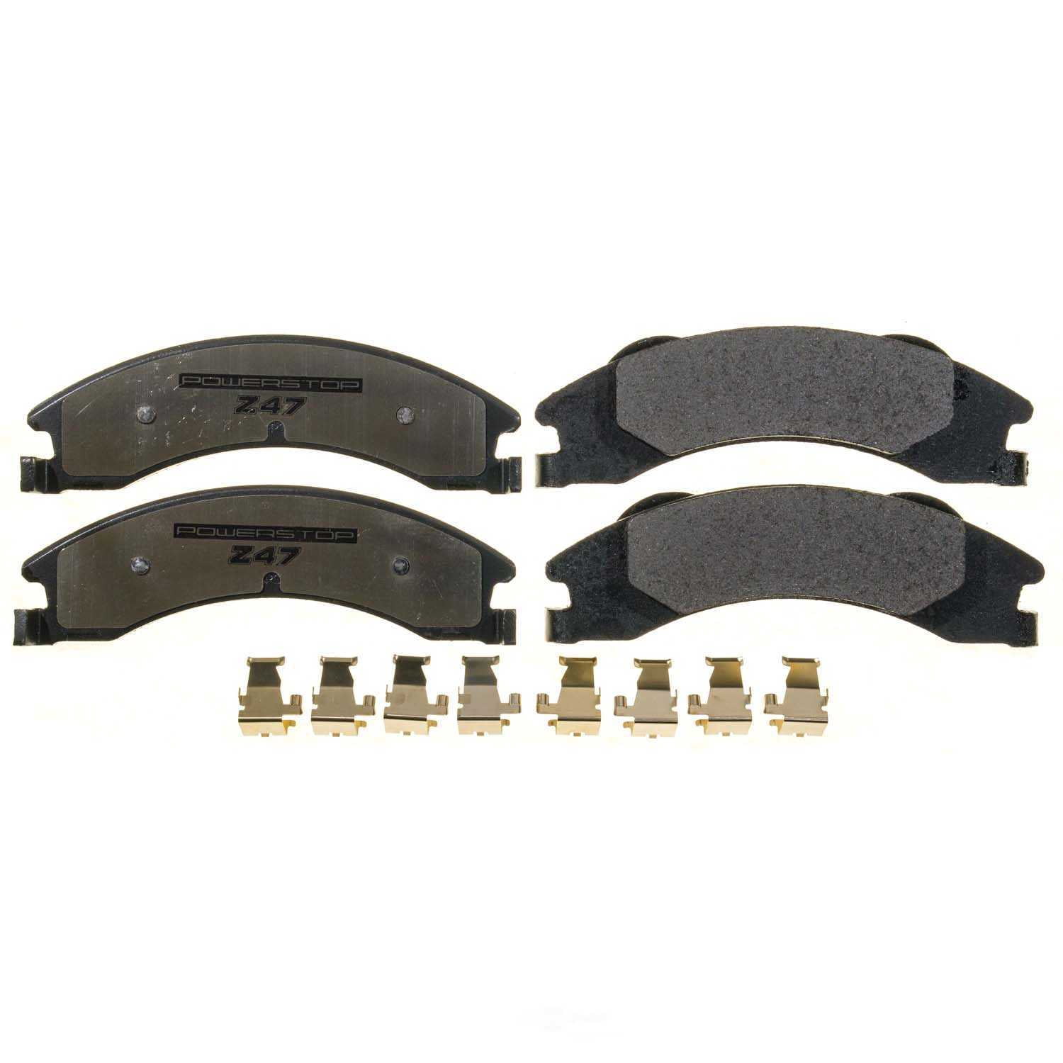 PowerStop Z47-1329 Z47 MD and Fleet Carbon-Fiber Semi-Met Brake Pads with Hardware Kit