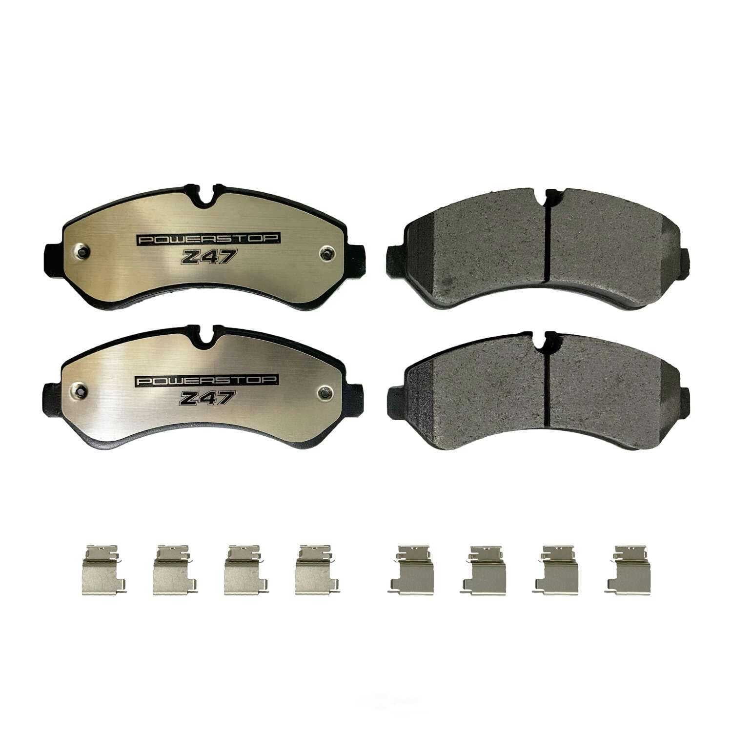 PowerStop Z47-2236 Rear Z47 MD and Fleet Carbon-Fiber Semi-Met Brake Pads with Hardware Kit
