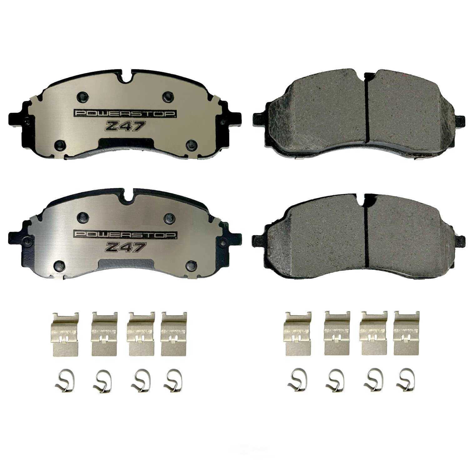 PowerStop Z47-2423 Front Z47 MD and Fleet Carbon-Fiber Semi-Met Brake Pads with Hardware Kit