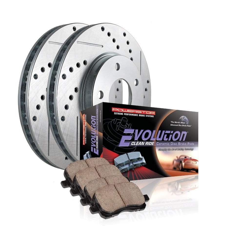 PowerStop Front Z23 Evolution Sport Carbon-Fiber Ceramic Brake Pad and Drilled & Slotted Rotor Kit Fits: FORD MAZDA Select Models K1923