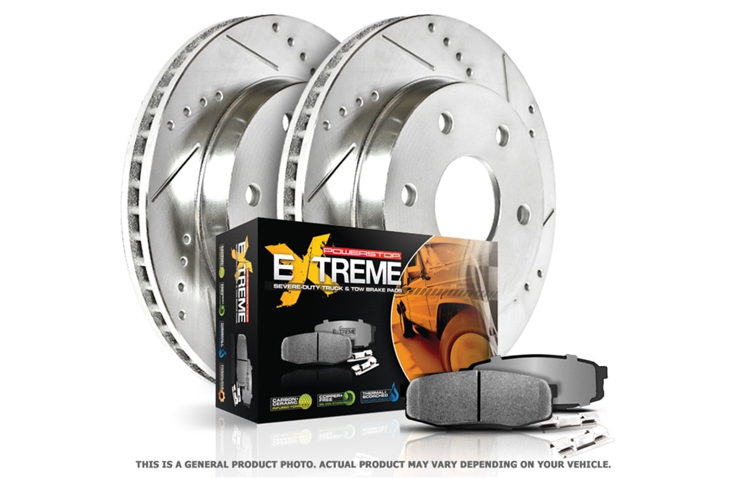 PowerStop Front Z36 Truck & Tow Carbon-Fiber Ceramic Brake Pad and Drilled and Slotted Rotor Kit Fits: INFINITI NISSAN Select Models K211-36
