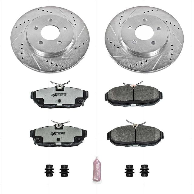 Power Stop Z26 Brake Kit - Drilled & Slotted Rotors & Carbon Fiber Pads For Ford Mustang 2011-2014