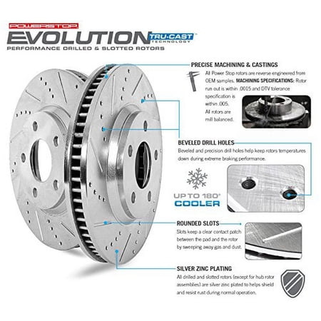 PowerStop Front Z23 Evolution Sport Brake Pad and Rotor Kit with Red Powder Coated Calipers Fits: FORD Select Models KC1796