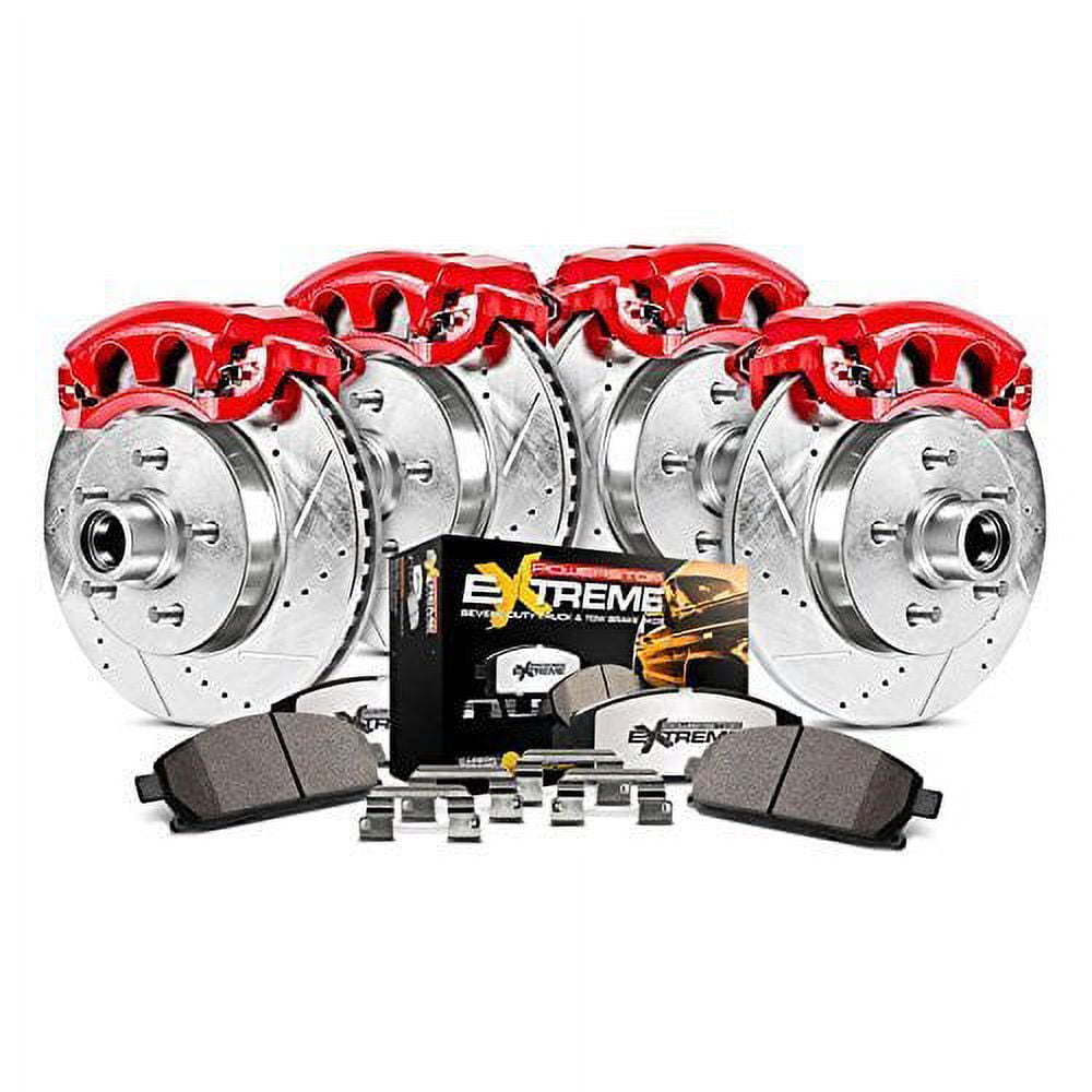 PowerStop Front and Rear Z36 Truck & Tow Brake Pad and Rotor Kit with Red Powder Coated Calipers Fits: FORD Select Models KC1881-36