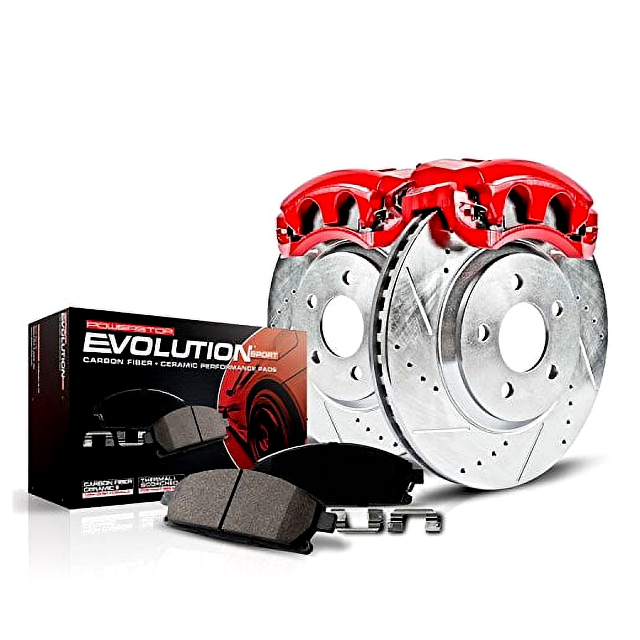PowerStop Front Z23 Evolution Sport Brake Pad and Rotor Kit with Red Powder Coated Calipers Fits: DODGE MITSUBISHI Select Models KC2193