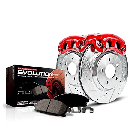 PowerStop Front Z23 Evolution Sport Brake Pad and Rotor Kit with Red Powder Coated Calipers Fits: DODGE MITSUBISHI Select Models KC2193