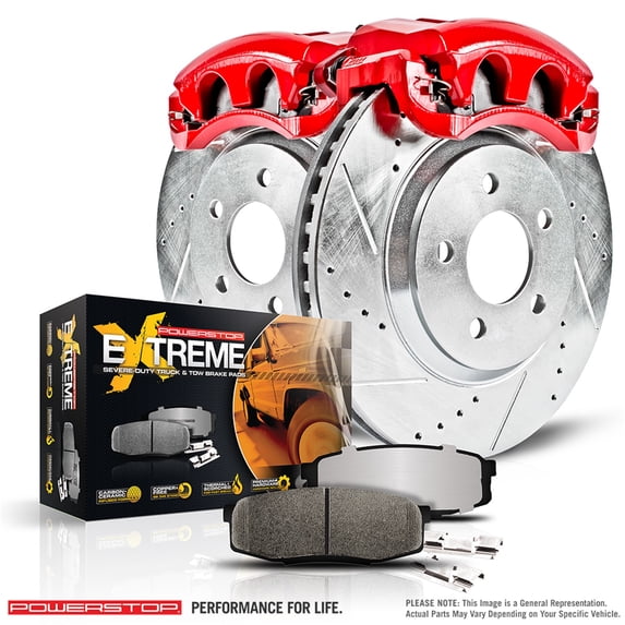 PowerStop Rear Z36 Truck & Tow Brake Pad and Rotor Kit with Red Powder Coated Calipers Fits: ACURA Select Models KC5854-36
