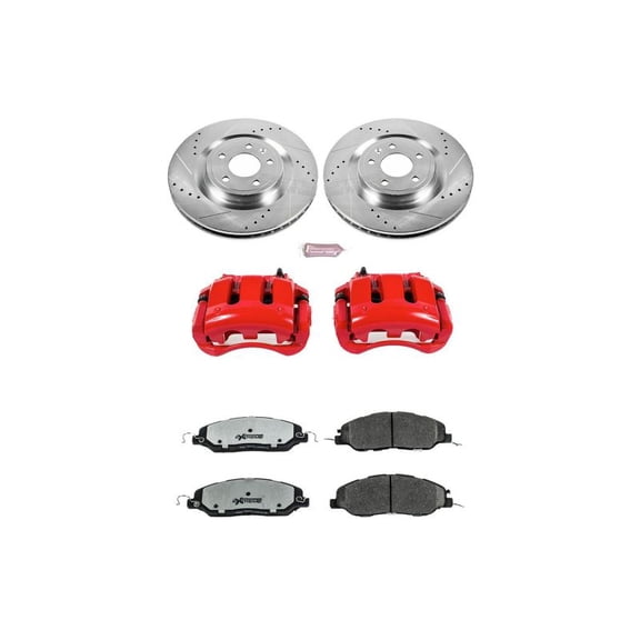 PowerStop Front Z26 Street Warrior Brake Pad and Rotor Kit with Red Powder Coated Calipers Fits: FORD Select Models KC5944-26