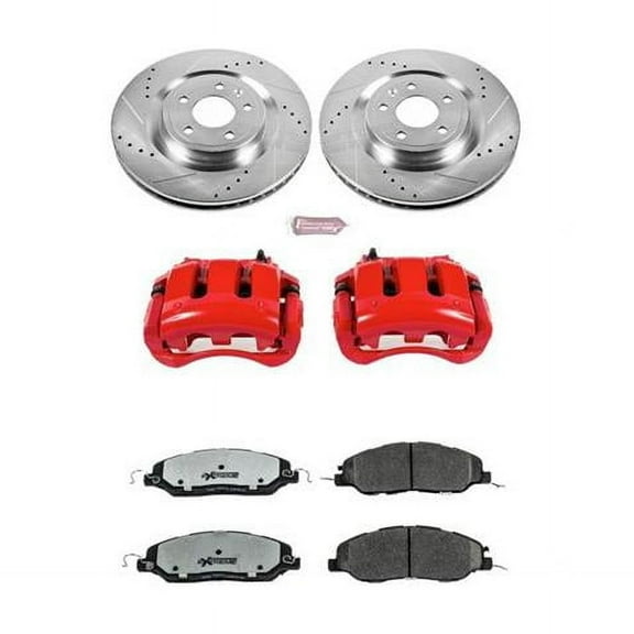 PowerStop Front Z26 Street Warrior Brake Pad and Rotor Kit with Red Powder Coated Calipers Fits: FORD Select Models KC5944-26