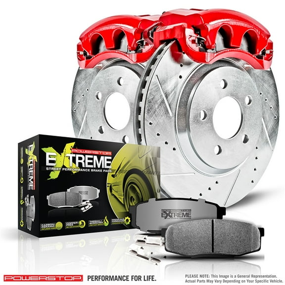 PowerStop Front Z26 Street Warrior Brake Pad and Rotor Kit with Red Powder Coated Calipers Fits: MAZDA Select Models KC793-26