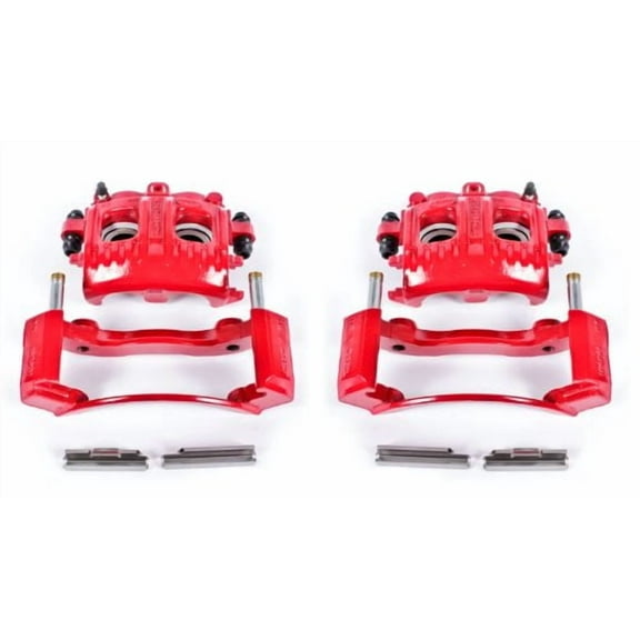 Power Stop Front Pair of Red Powder Coated Calipers S4652