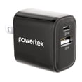 thumbnail image 1 of Powertek Luxe 20W USB-C + 18W USB-A Fast Charging Dual Port Block, Gray, Compatible with iPhone, Android, Tablets & USB Devices, Compact Travel Adapter, 1 of 8