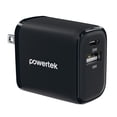 thumbnail image 1 of Powertek 20W USB-C + USB-A Wall Charger, Fast Charging Power Delivery Cube, Dual Port Compact Charger, Black, 1 of 7