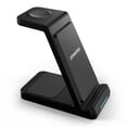 thumbnail image 1 of Powertek 3 in 1 Wireless Charge Stand Black, 15W Qi® Charging Station, Includes Wall Charger and USB-C Cable, 1 of 7