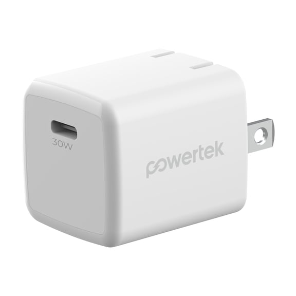 Powertek 30W USB-C Cube Wall Charger, Fast Charging Power Delivery, White