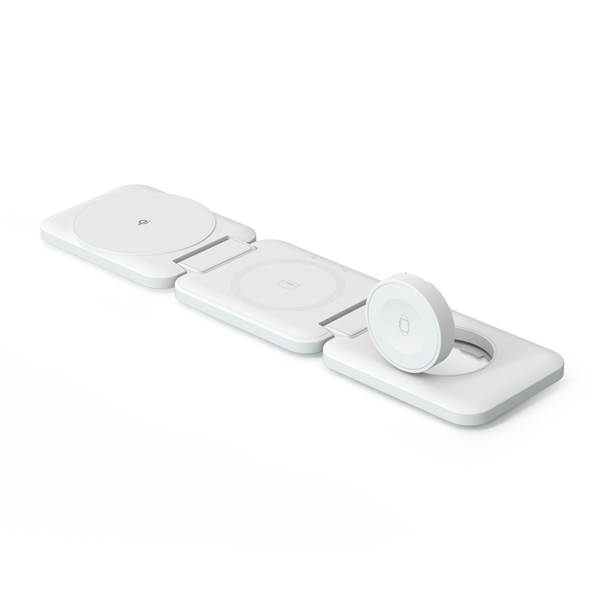 Powertek 3-in-1 15W Qi Tri-Fold Wireless Charge Pad, White