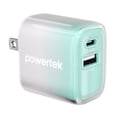 thumbnail image 1 of Powertek Frosty 20W USB-C PD + USB-A Dual Port Wall Charger, Mint, 1 of 6