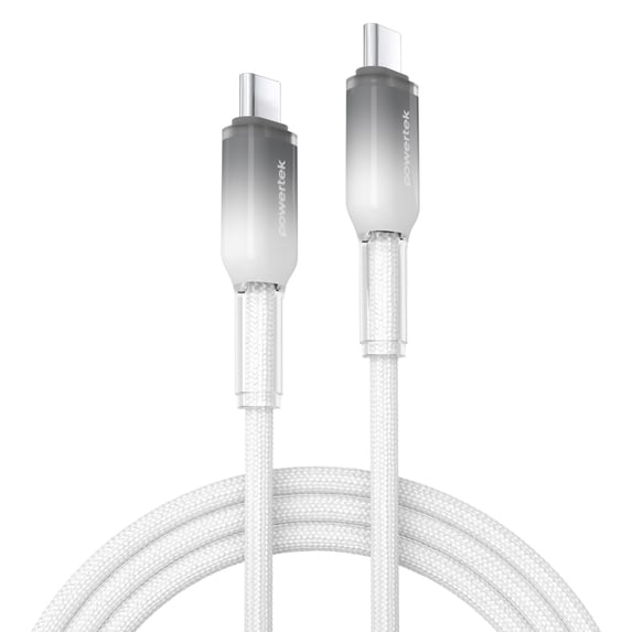Powertek Frosty USB-C to USB-C Fast Charging Cable, 6 ft, White