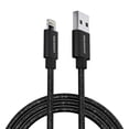 thumbnail image 1 of Powertek USB-A to Lightning Cable, Fast Charging iPhone Charger Cord, Durable Tangle-Resistant Sync Cable, Black Glitter, 6FT, 1 of 9