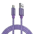 thumbnail image 1 of Powertek USB-A to Lightning Cable, Fast Charging iPhone Charger Cord, Durable Tangle-Resistant Sync Cable, Purple Glitter, 6FT, 1 of 5