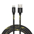 thumbnail image 1 of Powertek Marble 6ft USB-A to Lightning Cable, Black & Gold, Fast Charging, Silicone Marble Design, Smooth Data Transfer, 1 of 5