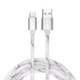 thumbnail image 1 of Powertek Marble 6ft USB-A to Lightning Cable, White/Silver, Fast Charging, Silicone Marble Design, Steady Data Transfer, 1 of 5