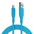 thumbnail image 1 of Powertek Neon Blue Silicone USB-A to Lightning Cable, 6ft MFi Certified Fast Charging iPhone Charger Cord, Durable Tangle-Free Sync Cable for iPhone, iPad & iPod, 1 of 6