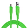 thumbnail image 1 of Powertek Neon Green Silicone USB-A to Lightning Cable 6ft MFi Certified Fast Charging iPhone Charger Cord, Durable Tangle-Free Sync Cable for iPhone, iPad & iPod, 1 of 6