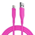 thumbnail image 1 of Powertek Neon Pink Silicone USB-A to Lightning Cable 6ft MFi Certified Fast Charging iPhone Charger Cord, Durable Tangle-Free Sync Cable for iPhone, iPad & iPod, 1 of 6