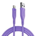 thumbnail image 1 of Powertek Neon Purple Silicone USB-A to Lightning Cable 6ft MFi Certified Fast Charging iPhone Charger Cord, Durable Tangle-Free Sync Cable for iPhone, iPad & iPod, 1 of 6
