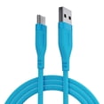 thumbnail image 1 of Powertek Neon Blue Silicone USB-A to USB-C Cable, 6ft Fast Charge & Sync Cord, Durable Tangle-Free Design for USB-C Devices, 1 of 6