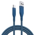 thumbnail image 1 of Powertek Ultra 6ft USB-A to USB-C Cable, Blue, Braided Silicone, Reliable Data Transfers, Durable Tangle-Resistant Charging Cable, 1 of 6