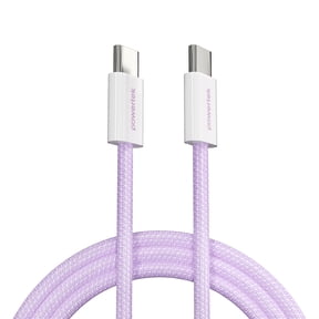Powertek Fashion USB-C to USB-C Cable 6ft Purple, 60W Fast Charging Type-C Braided Cable for iPhone 15 and Newer, Galaxy, iPad, Tablets & USB-C Devices