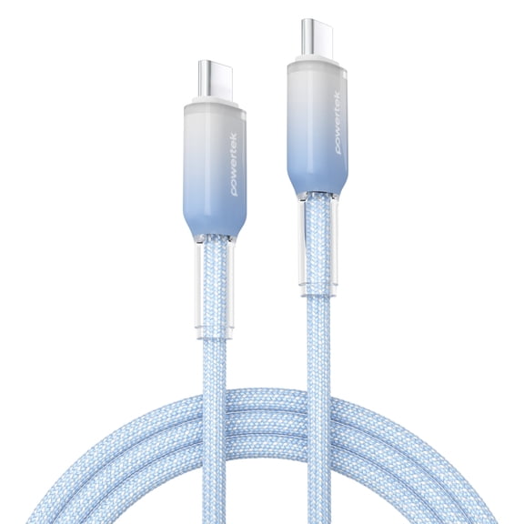 Powertek Frosty USB-C to USB-C Fast Charging Cable, 6 ft, Blue