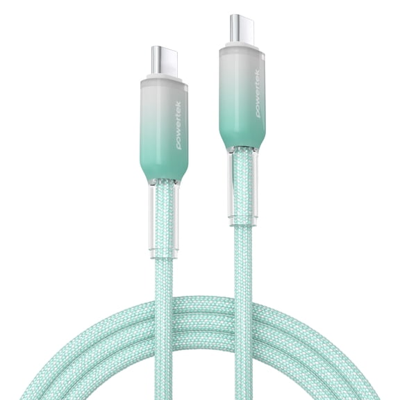 Powertek Frosty USB-C to USB-C Fast Charging Cable, 6 ft, Mint