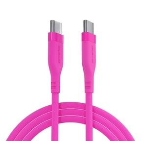 Powertek 6ft USB-C to USB-C Cable, Pink, Neon Silicone, Fast Charging, Durable Charging Cord with Consistent Data Transfer