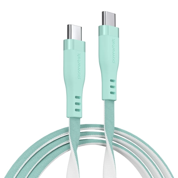 Powertek USB-C to USB-C Two-Tone Pastel Fast Charge Cable, 6 ft, Mint