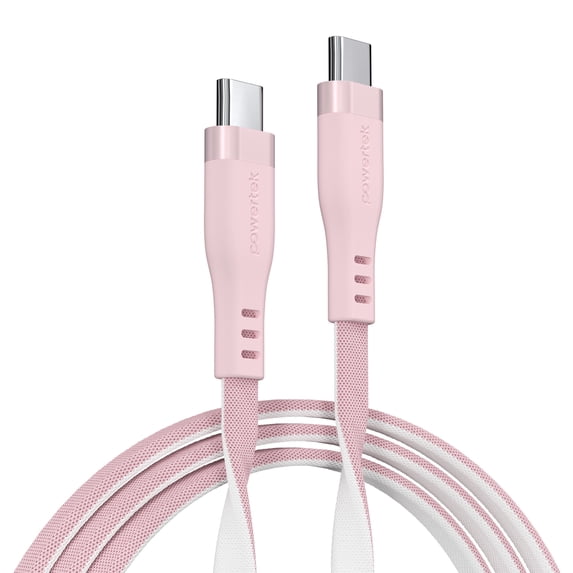 Powertek USB-C to USB-C Two-Tone Pastel Fast Charge Cable, 6 ft, Pink