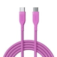 thumbnail image 1 of Powertek Ultra 6ft USB-C to USB-C Cable, Pink, Silicone with PVC Mesh Jacket, Smooth Data Transfer, Durable Charging Cable, 1 of 5