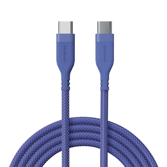 Powertek Ultra 6ft USB-C to USB-C Cable, Purple, Silicone with PVC Mesh Jacket, Dependable Data Transfer, Durable Charging Cable