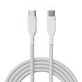 thumbnail image 1 of Powertek Ultra 6ft USB-C to USB-C Cable, White, Silicone with PVC Mesh Jacket, Efficient Data Transfer, Durable Charging Cable, 1 of 5