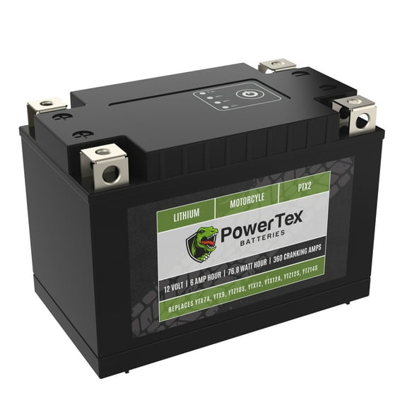 Powertex Motorcycle YTX9-BS Lithium Battery Replacement Advanced BMS, 360 CCA, Internal Jump-Start, Capacity Display, 4-Terminal Design, Performance & Lightweight Battery