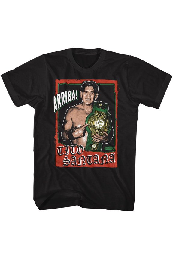Powertown Tito Santana Championship Belt Men's T Shirt (Black, Adult6XL)