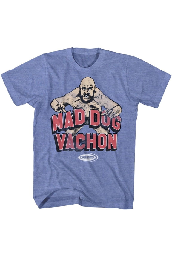 Powertown - Mad Dog Vachon Illustrated - Blue Short Sleeve Heather Adult T-Shirt