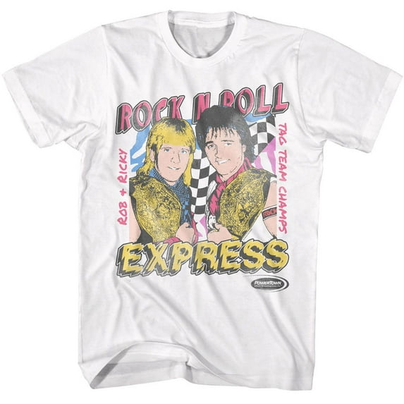 Powertown Rock n Roll Express Men's T Shirt (White, AdultXL)